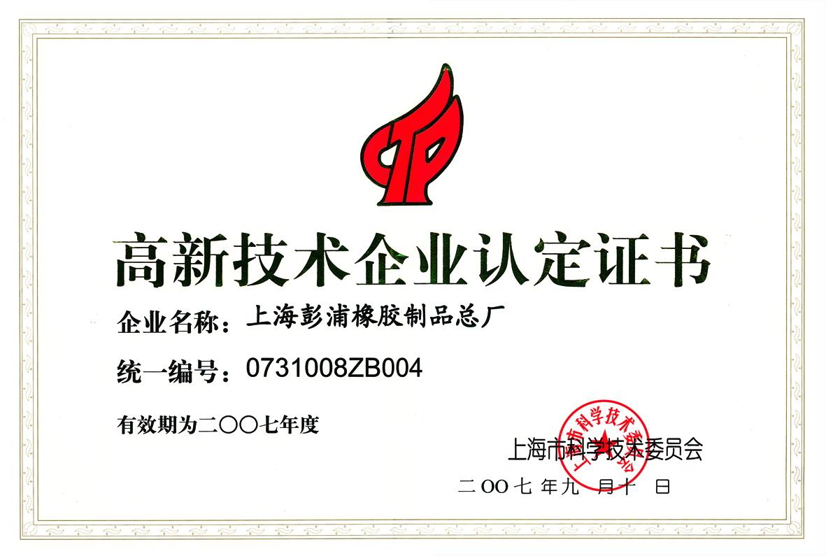 高新技术企业证书