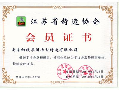 江苏省铸造协会会员证书