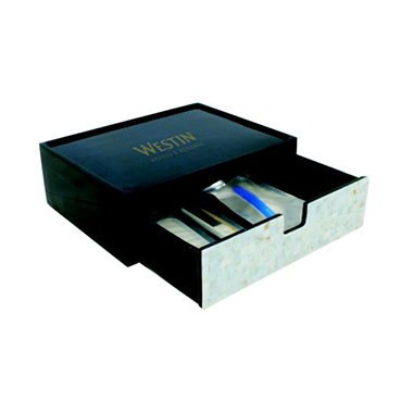 YPH007 石粉树脂贝壳贴面单层抽屉用品盒 