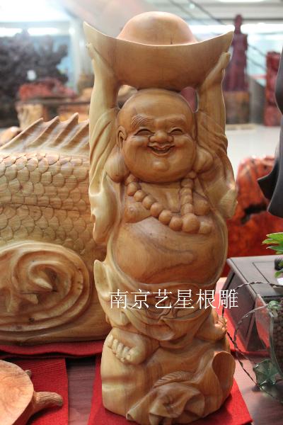 红木弥勒财神